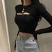 Women's T Shirt O-Neck Slim Fit Sexy Long Sleeve T-shirt Female Tees Shirt Femme Woman Crop Tops 2026 Spring New Korean Clothing_ecoleips.com