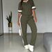 Trendy Contrast-Stripe Lounge Set – Women's Short-Sleeve T-Shirt & Elastic Waist Pants (S-XXL) | Breathable Cotton Blend Two-Piece Outfit_ecoleips.com