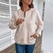 Women's Casual Zip-Up Hoodie With Textured Fabric - Comfortable Pullover For Autumn & Winter - Khaki_ecoleips.com