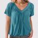 Cross-border Foreign Trade European And American Clothing T-shirt, New Casual Pleated Solid Color V-neck_ecoleips.com