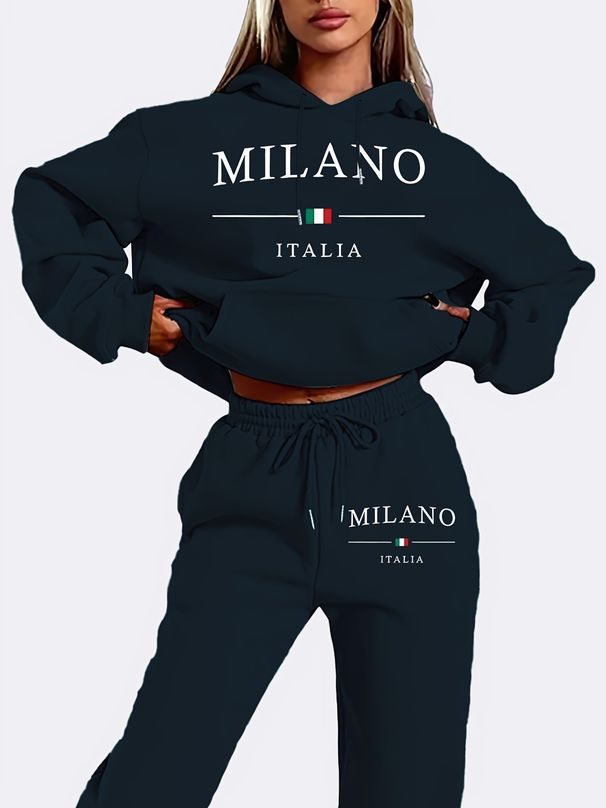 Women's Clothing 2pc Stylish Casual Letter Printed Tracksuit With Soft Fabric_ecoleips.com