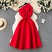 Women's Clothing High End Party Dress Dress For Women In Summer French Oblique Collar Off Shoulder Puff Sleeves High Waist Slit Banquet Long Skirt_ecoleips.com