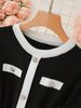 Women's Clothing Elegant Single-Button Slim-Fit Color-Block Knit Bodycon Dress For Women_ecoleips.com