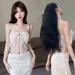 Women's Three Piece Swimsuit Set Solid Color Bikini Thai Style Sweet Long Skirt Beach And Hot Spring Swimwear Professional_ecoleips.com
