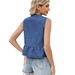 Women's Clothing Summer Ruffled Lace Up Denim Vest Top For Women_ecoleips.com