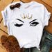 Fashionable European And American Spring-summer Eyelash Design Simple Plus-size Women's White Short-sleeve Top_ecoleips.com