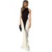 Summer New Women's Elegant Sexy Halter Neck Backless Dress Style Color Blocking Slim Bodycon Clothing_ecoleips.com