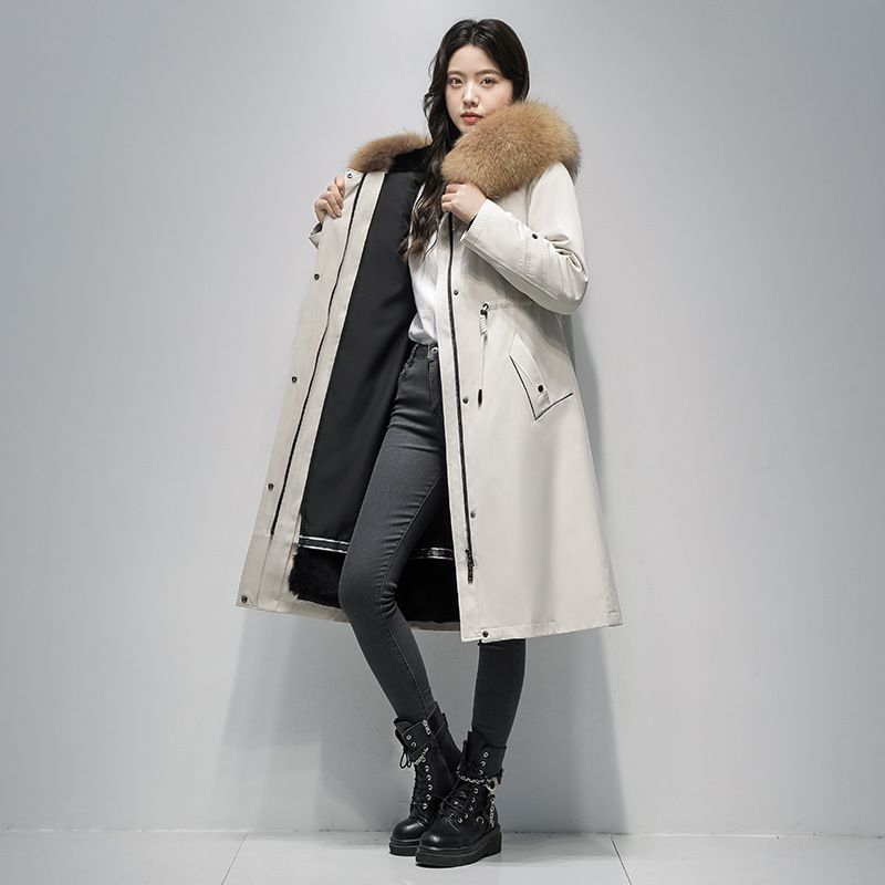 Luxury Detachable Rabbit Fur Parka – Long Winter Coat With Hood (M-XXXL, Knee/Ankle Length, Korean Streetwear Chic)_ecoleips.com