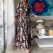 Women's Bohemian Ethnic Style Printed Dress Long Sleeved V Neck Commuter Dress Clothing_ecoleips.com