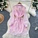 Women's Clothing Heavy Hollow Hook Embroidery Waist Single Breasted Dress Elegant Skirt_ecoleips.com