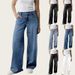 Vintage Washed Women's High-Waisted Straight Leg Jeans – Relaxed Fit, Lightweight Cotton (S-3XL)_ecoleips.com