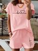 Women’s 2 Piece Outfit Set – Oversized Graphic T-Shirt And Biker Shorts Matching Set, Casual Summer Lounge Tracksuit For Daily Wear-357_ecoleips.com