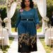 Elegant Pleated Floral Dress V Neck Lantern Sleeve Slim Fit plus Size Women's European American Style Printed Dress_ecoleips.com