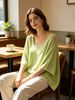 Loose Batwing Soft Breathable Knit Short Sleeve Top_ecoleips.com