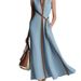 Women's Color Block Sleeveless Stand Collar Dress European American Style Cotton Linen Blend Available in 5 Colors_ecoleips.com