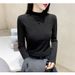 Reversible German Velvet Half-Turtleneck Women's Long-Sleeve Top, Autumn/Winter Slim Inner Layer, Brushed For Warmth_ecoleips.com