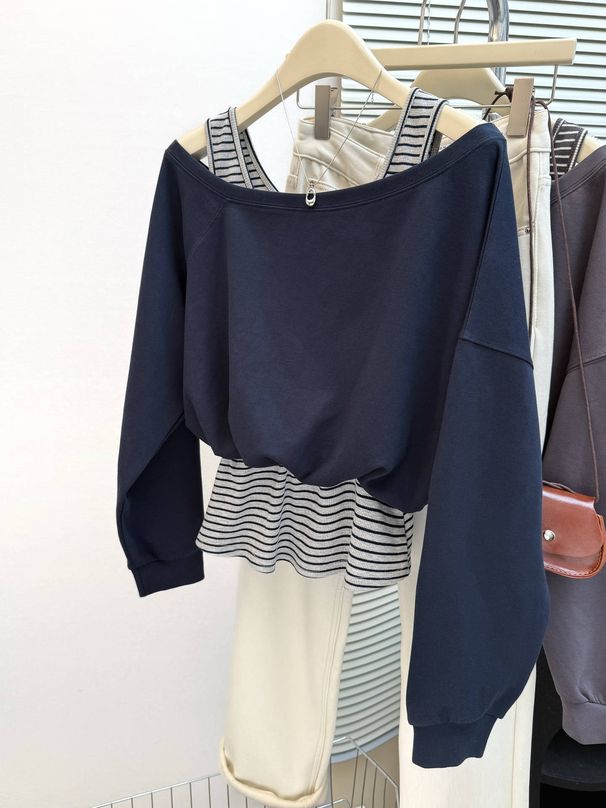 Real Shot Of Foreign Trade Women's Two-piece Spliced Long-sleeve Sweatshirt For Early Spring And Autumn,_ecoleips.com