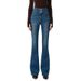 Women's High Waisted Flared Jeans Supermodel Style Three Button Four Way Stretch Slim Fit Retro Hip Lifting Denim For Winter Size 25_ecoleips.com