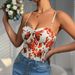 Sexy Fishbone Bra Retro Floral Print Top Women's Slim Fit Suspender Bodysuit Hot Girl_ecoleips.com