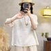 Casual And Elegant Cotton And Linen, Simple And Stylish, Half-Sleeved And Short-Sleeved Top, Summer Solid Color, Artisti_ecoleips.com