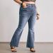 Women's Butterfly Studded Flared Jeans Dark Blue Washed Distressed Vintage plus Size Clothes Factory Direct Wholesale_ecoleips.com