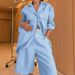 Women's Clothing Solid Color Casual Temperament Plus Size Two Piece Pants Set Long Sleeve Suit Collar New_ecoleips.com