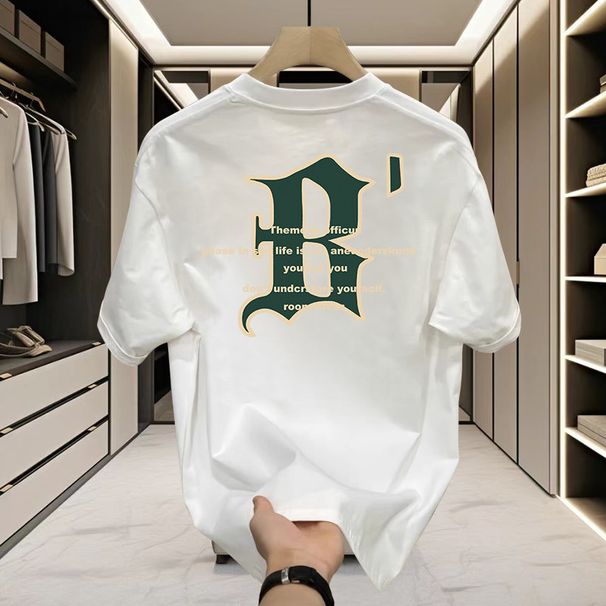 Men's 100% Pure Cotton Short Sleeve T-Shirt Trendy Loose Top For Summer Cross Border Exclusive High Quality Goods_ecoleips.com
