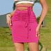 Voya Women's Sexy Spicy Girl Waist Drawstring Design With Pleated Milk Silk Wrapped Buttocks Short Skirt_ecoleips.com