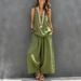 Women's Clothing Women's Solid Color Cotton Linen Set Casual Sleeveless Vest Wide Leg Pants For Formal & Casual For Women_ecoleips.com