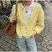 "Women's Casual Long Sleeve Cardigan Sweater - Soft Knit Open Front Coat, Lightweight Loose Fit Round Neck, Solid Color Spring (Yellow/White _ecoleips.com