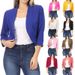 Women's Solid Color Blazer – Slim Fit Polyester Jacket With Stand Collar (S-5xl, Short Length, 7/8 Sleeve, Office & Casual)_ecoleips.com