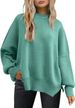 K European And American Women's Round Neck Batwing Long Sleeved Sweater Knitted Side Slit Pullover_ecoleips.com