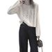 girl Casual Versatile Long Sleeve Knitted Thin Women's Autumn New Lazy Style Loose Short Soft Round Neck Sweater_ecoleips.com