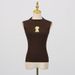Elegant Women's Top 2025 New Style Commuter Stand Collar Metal Decor Base Knitted Vest For Women Autumn_ecoleips.com