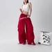 Spicy Girl Layered Tie Red Paratrooper Women Summer New Street Dance Loose Hip-Hop Wide-Leg Casual Long Pants_ecoleips.com