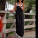Women's Summer Sleeveless Jumpsuit Solid Color Wide Leg Bib Overalls Casual Loose Cotton Linen Straps Dungaree_ecoleips.com