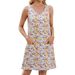 Women's Floral Print V-Neck Dress Casual Loose Fit Summer Dress With Sleeveless Breathable Rayon Blend Mid-Length A-Line Sundress_ecoleips.com