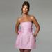 Cross-Border Summer New European And American Women's Fashion Elegant Sexy Solid Color Jacquard Strapless Bow Dress_ecoleips.com