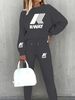 Women's Printed Two Piece Tracksuit, Long Sleeve Pullover Top And Drawstring Waist Pants, Casual Sportswear For Spring And Fall_ecoleips.com