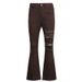Women's Clothing Spot Street Fashion Ripped Edge High Waist Hip Lift Flared Jeans Tall And Slim Casual Trousers_ecoleips.com