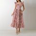 Women's Clothing Square Neck Floral Dress Waist Slimming Seaside Holiday Puff Sleeve Long Dress_ecoleips.com
