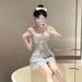 Women's Retro Polka Dot Backless Swimsuit Sweet Conservative Style Slimming Tummy Covering One Piece Alluring New Swimwear_ecoleips.com