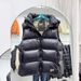 "Unisex Black Quilted Down Vest - Thickened Duck Feather Puffer Sleeveless Jacket With Stand Collar, Streetwear Layering Essential (S/M/L/XL)"_ecoleips.com
