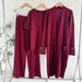 Women's Three Piece Knitted Suit Temperament Cardigan Coat mid Length with Wide Leg Pants Autumn Winter Trendy Set_ecoleips.com