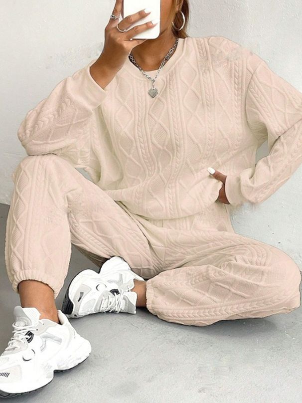 Casual Two Piece Sets Womens Sweatshirt Outifits Streetwear Autumn Winter New Long Sleeved Round Neck Hoodie And Y2k Pants Suit_ecoleips.com
