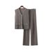 Cross Border Summer New Simple Cardigan Loose Sleeveless Knitted Vest Top + Wide Leg Pants Knitted Two Piece Suit For Women_ecoleips.com