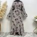 New Fashion Patchwork Flared Long Sleeve Full Button Slim Fit Parent-Child Muslim Dress 6380_ecoleips.com