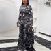 Muslim Dress Women's Slim Fit Long Dress Round Neck Printed Pleated Fashion Summer New American Style_ecoleips.com