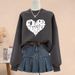 Women's Thickened Long Sleeved Sweatshirt Pure Cotton Printed Fleece Lined Korean Style Versatile T-Shirt for Autumn Winter_ecoleips.com