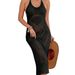 Elegant Beach Wrap Dress With High Slit & Lace Bow Tie - Flowy Summer Maxi Dress For Women (White/Black, S/M/L/Xl)_ecoleips.com